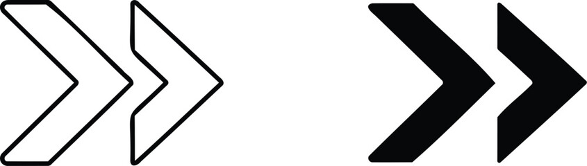 Chevron Arrows in Contrast: A minimalist graphic composition featuring two sets of chevron arrows, one outlined and the other solid, creating a strong visual impact