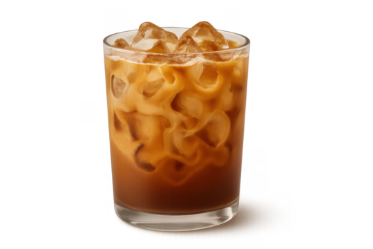 Iced coffee cold brew mixing with milk and cream