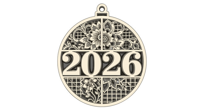2026 New Year Ornament SVG, 3D Layered SVG for Laser Cutter, Lunar New Year SVG, Glowforge SVG, Christmas Ornament, Cricut 3D