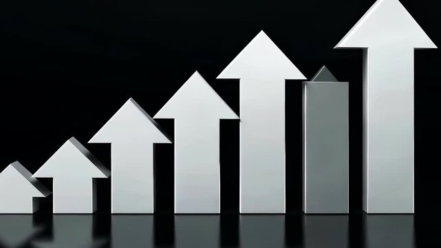 Growth arrows increasing in a dynamic sequence