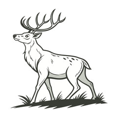 Cute Cartoon Fawn Walking on a Grassy Hill