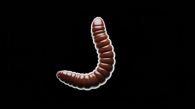 Parasitic Worm Model On Black Background