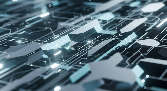 Abstract Blue Digital Circuit Board Background with Glowing Connections for Technology Concepts