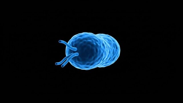 Blue Microorganism Cell Model On Black Background