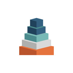 A colorful five-level pyramid chart icon for infographics and presentations, isolated on a white background.