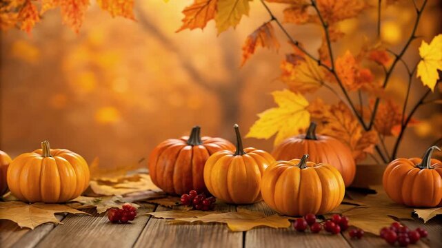 Autumn Pumpkin Thanksgiving Background. Autumn pumpkin Thanksgiving background motion video