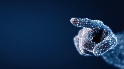 Digital hand reaching out with points of light in a futuristic design