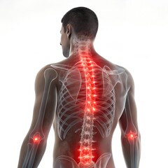 3d rendered illustration of a human body, Anatomical Back View Male, Human Muscles Rear Anatomy, Male Spine and Musculature, Human Back Anatomy Illustration, Male Posterior Body Structure