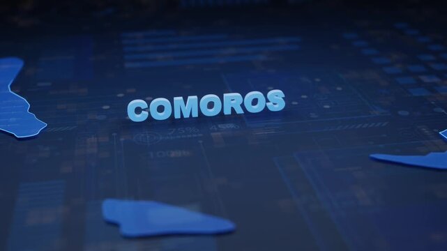 Comoros Map Futuristic Digital Background