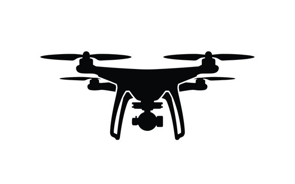 Drone quadcopter silhouette with camera