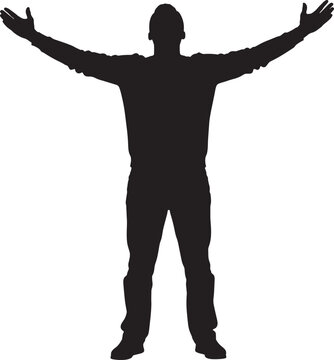 Silhouette man with arms outstretched
