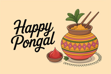 Pongal festival celebration illustration