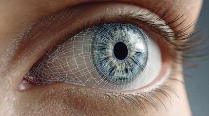 Lasik concept ,Cyber eye mesh digital iris tech grid refractive focus biometric scan futurism vision