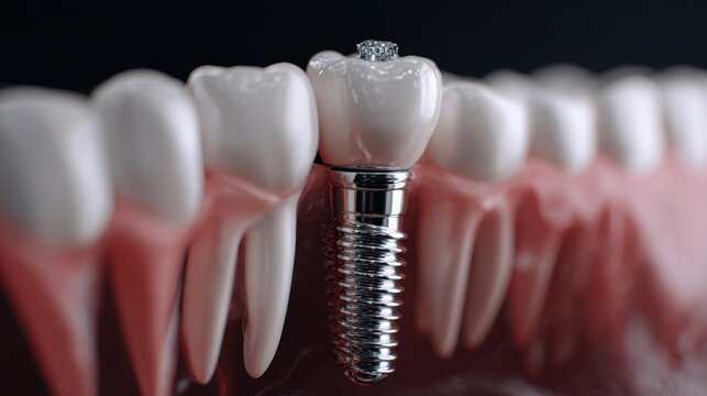 Dental prosthesis concept showcasing precise placement of dental implant designed for restorative dentistry in a clinical setting