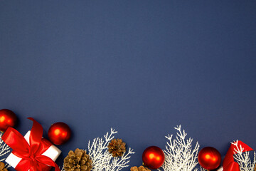 Merry Christmas and Happy New Year greeting card, frame, and banner. Holidays design. Noel and...