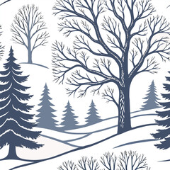 Seamless Vector Style Winter Scene Design Clean Artwork