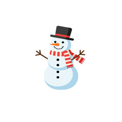 Cute snowman with scarf and hat illustration