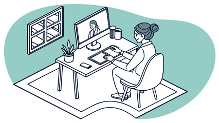 Zoom Background Minimal Home Office Vector Art Design