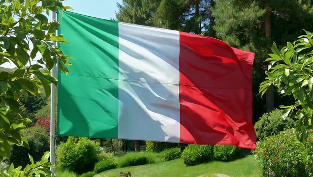 Vibrant 4K footage alian flag waving dynamically lush green scenery celebrating national pride ritage unity cinematic color detail high resolution realism