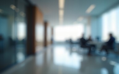 Abstract blurred office hall interior room. Blurry corridor in working space with defocused effect. Use for background or backdrop in business concept. High quality
