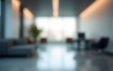 Abstract blurred office hall interior room. Blurry corridor in working space with defocused effect. Use for background or backdrop in business concept. High quality