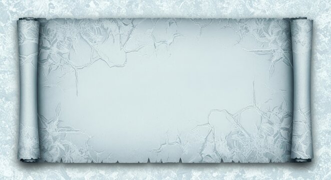 Ancient icy scroll parchment with frozen pattern background design - Powered by Adobe