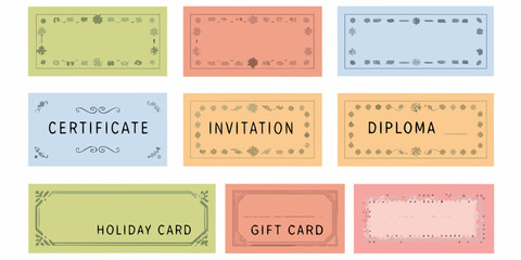 Collection of decorative borders and frames for certificates invitations diplomas holiday cards and gift cards