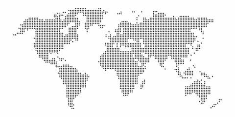 Abstract dotted world map illustration on white background global connectivity concept