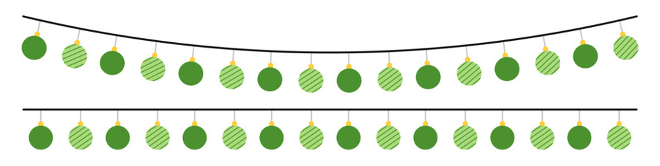 green bulb christmas garland decoration clipart illustration