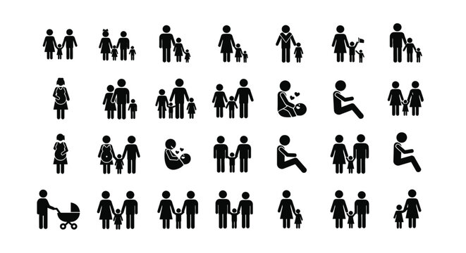 Family icons people silhouettes symbols