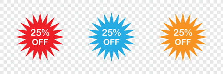 25 off discount tag isolated on transparent background .vector illustration. EPS 10 .