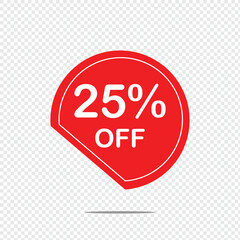 25 off discount tag isolated on transparent background .vector illustration. EPS 10 .