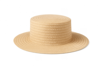 Straw boater hat, fashion summer accessory, transparent background