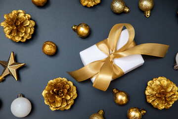 Merry Christmas and Happy New Year greeting card, frame, and banner. Holidays design. Noel and...