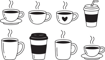Obraz premium Assorted Coffee Cups Collection for Cafe Menus and Coffee Lovers