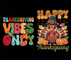 Thanksgiving Turkey T-Shirt Design Bundle,Autumn, Harvest, Holiday Graphics. Roast Turkey Vector Art. Thanksgiving day t-shirt design. 