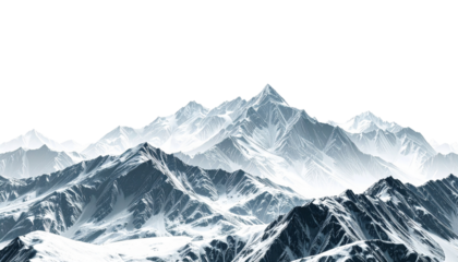 PNG 透過原稿 山 山脈 雪山 雪 氷 白 モノクロ 頂上 稜線 壮大 高山 冬 極寒 孤高 静寂 抽象 CG テクスチャ 3D ジオメトリー