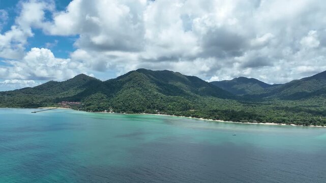 Picturesque And Serene Klong Kloi Beach On The Southern Tip Of Ko Chang, Thailand. Aerial Wide Shot