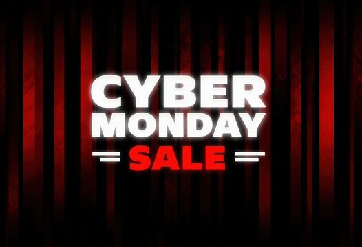 Cyber monday sale bold red stripes promotion with glowing text