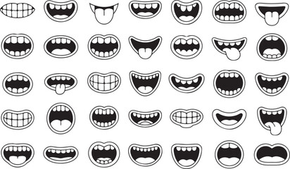 Cartoon Mouth Expressions Open Smile Talking Happy Comic Face Emotion
