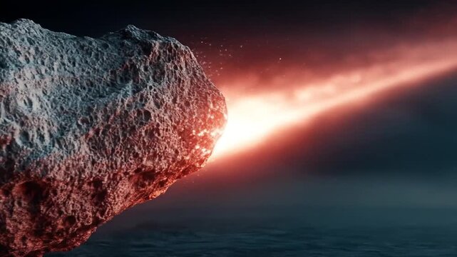 Dramatic Asteroid Impact - A Cosmic Collision in the Dark Sky.