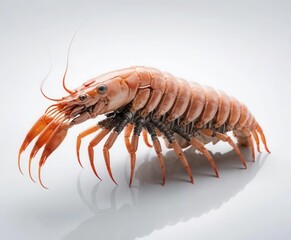 Detailed Close-Up of Freshly Cooked Shrimp on White Background