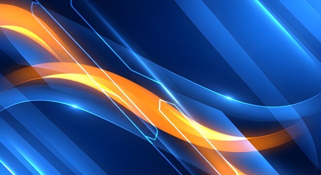 Futuristic Blue and Orange Light Waves Background