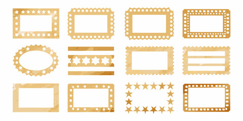 Collection of vintage style decorative borders and frames with star and dot patterns