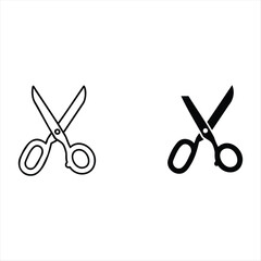 Scissors cutting paper icon illustration