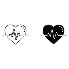 Heart and heartbeat medical ECG icon illustration vector symbol