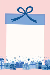 Colourful Christmas background in cartoon style. Funny hand drawn presents. Vector illustration