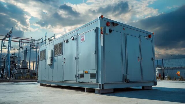Medium shot of a generator quietly running outdoors providing reliable backup power to maintain seamless security system operation