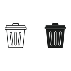 Simple vector trash can and recycle bin icon illustration