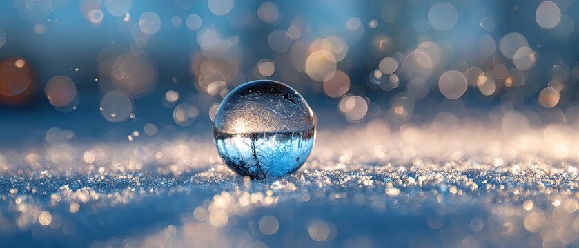 Crystal ball on snow, bokeh - Powered by Adobe